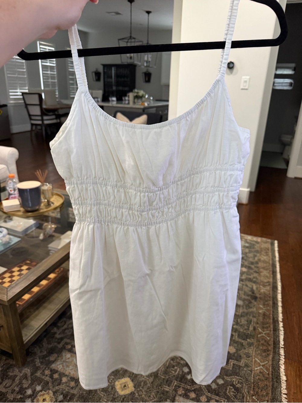 Reformation White Smocked Mini Dress